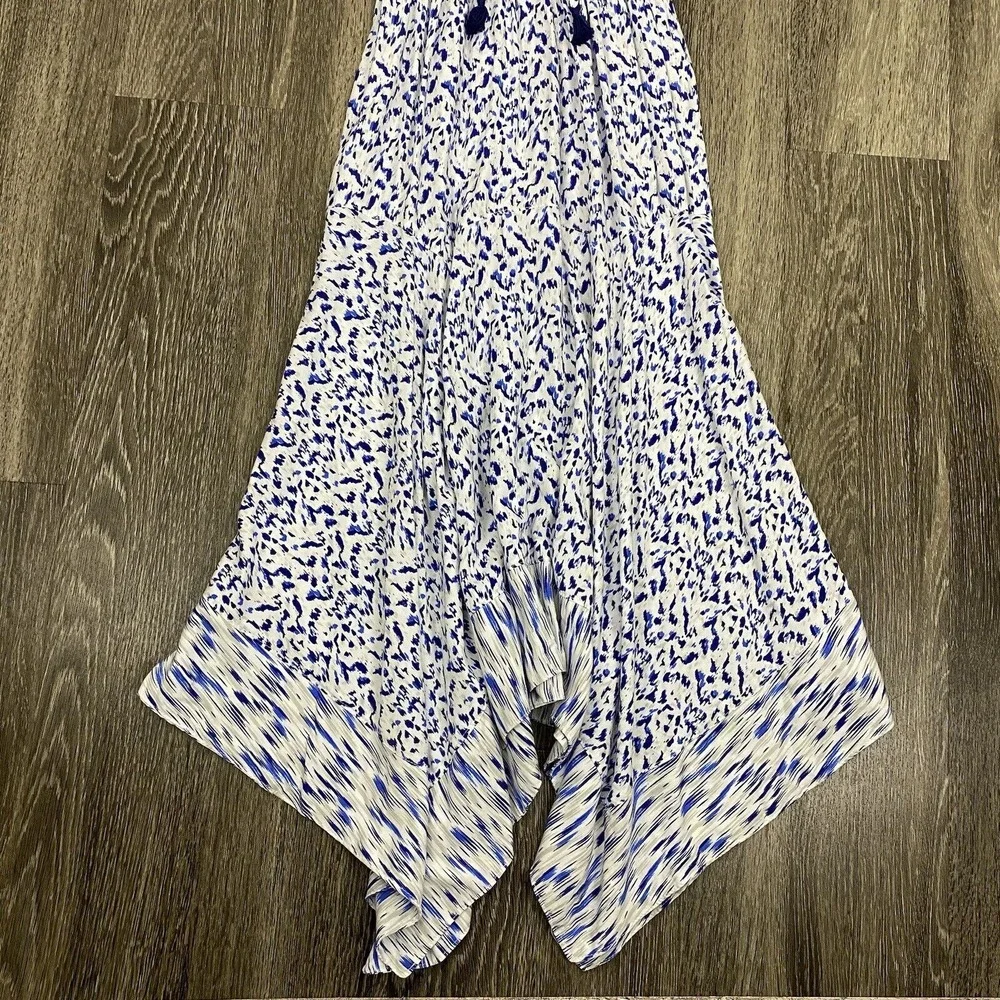 BEACHGOLD Dress Womens Size XS Blue Resort Cruise Beach V-Neck Midi Tassels Boho - Picture 5 of 16